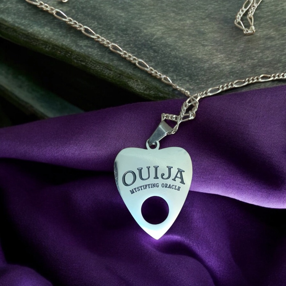 Unisex silver Ouija board planchette necklace